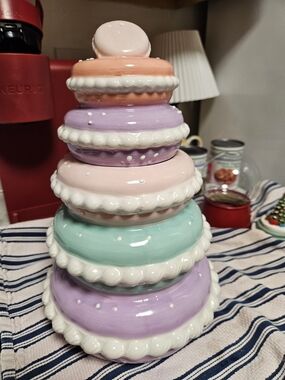 Peppermint & Pine Macaroon Stacked Christmas Cookie Jar